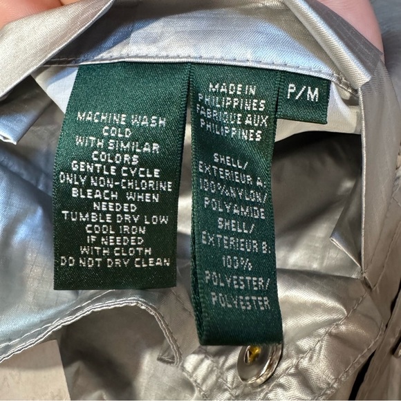 Ralph Lauren Womens PM White Silver Metallic Reversible Vest Snaps‎ $189 NWOT - Picture 9 of 12